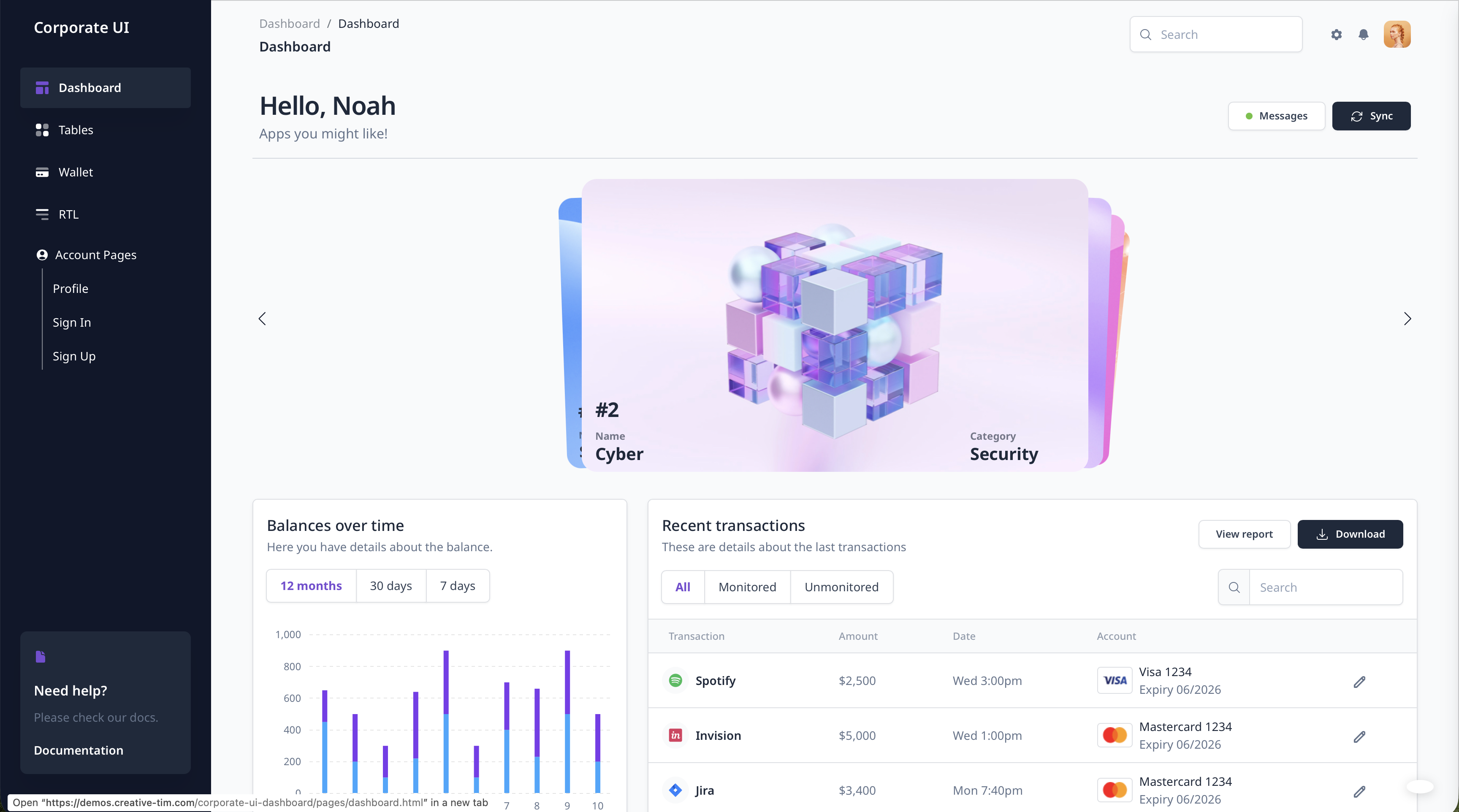 Corporate UI Dashboard